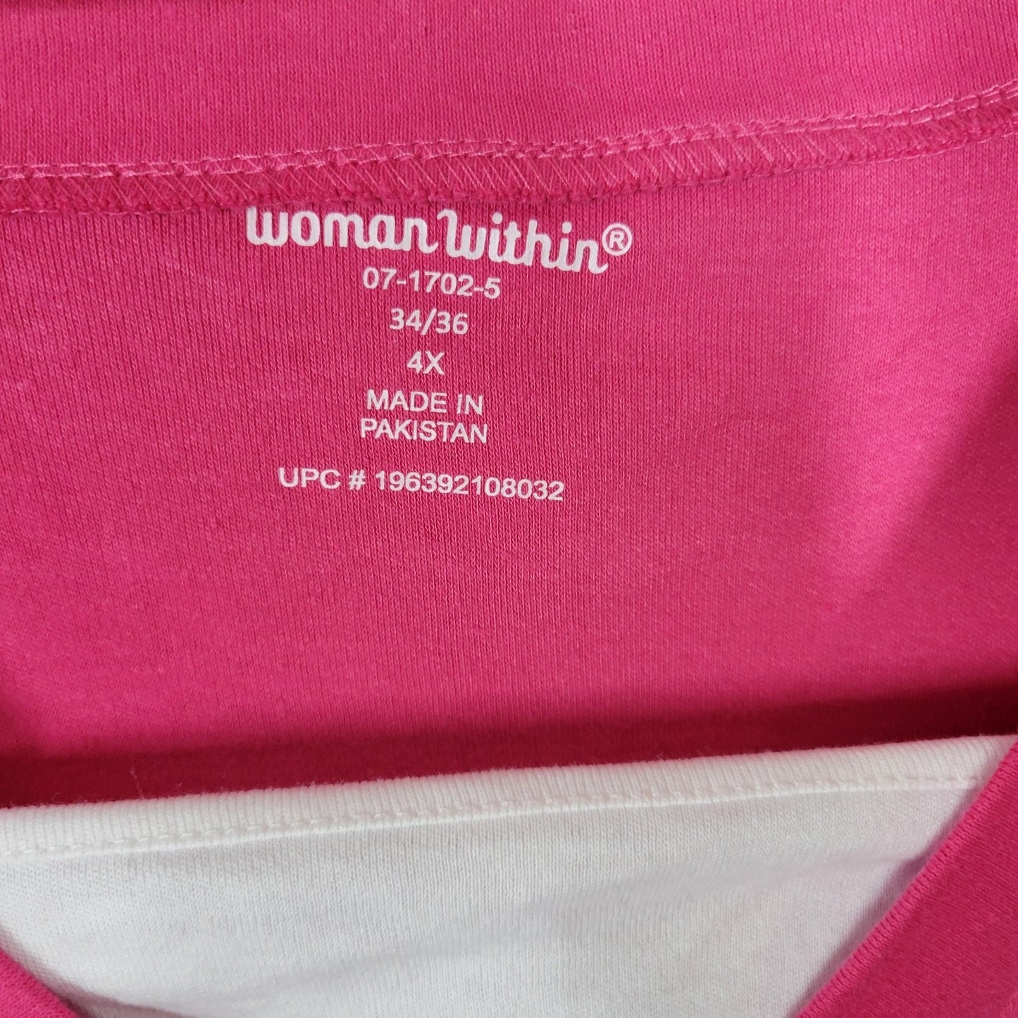 Women Within Womens Top 4X Plus Tunic Long Sleeve Pink Square Neck Casual Comfy