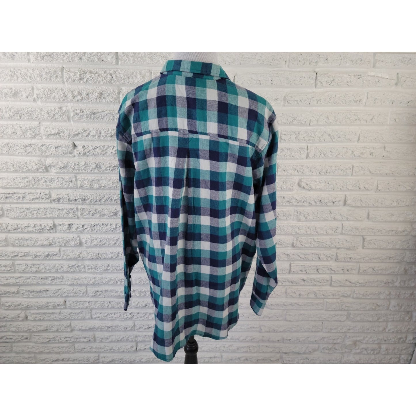 Wrangler Women Shirt Extra Large XL Button Up Blue Plaid Collar Cotton Casual