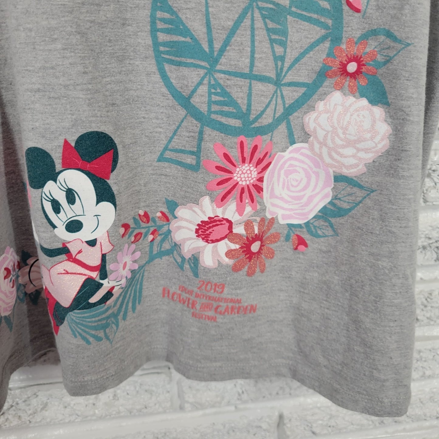 Disney Parks Epcot Flower Garden Festival Womens Top XXL Plus Tank Gray Big Bow