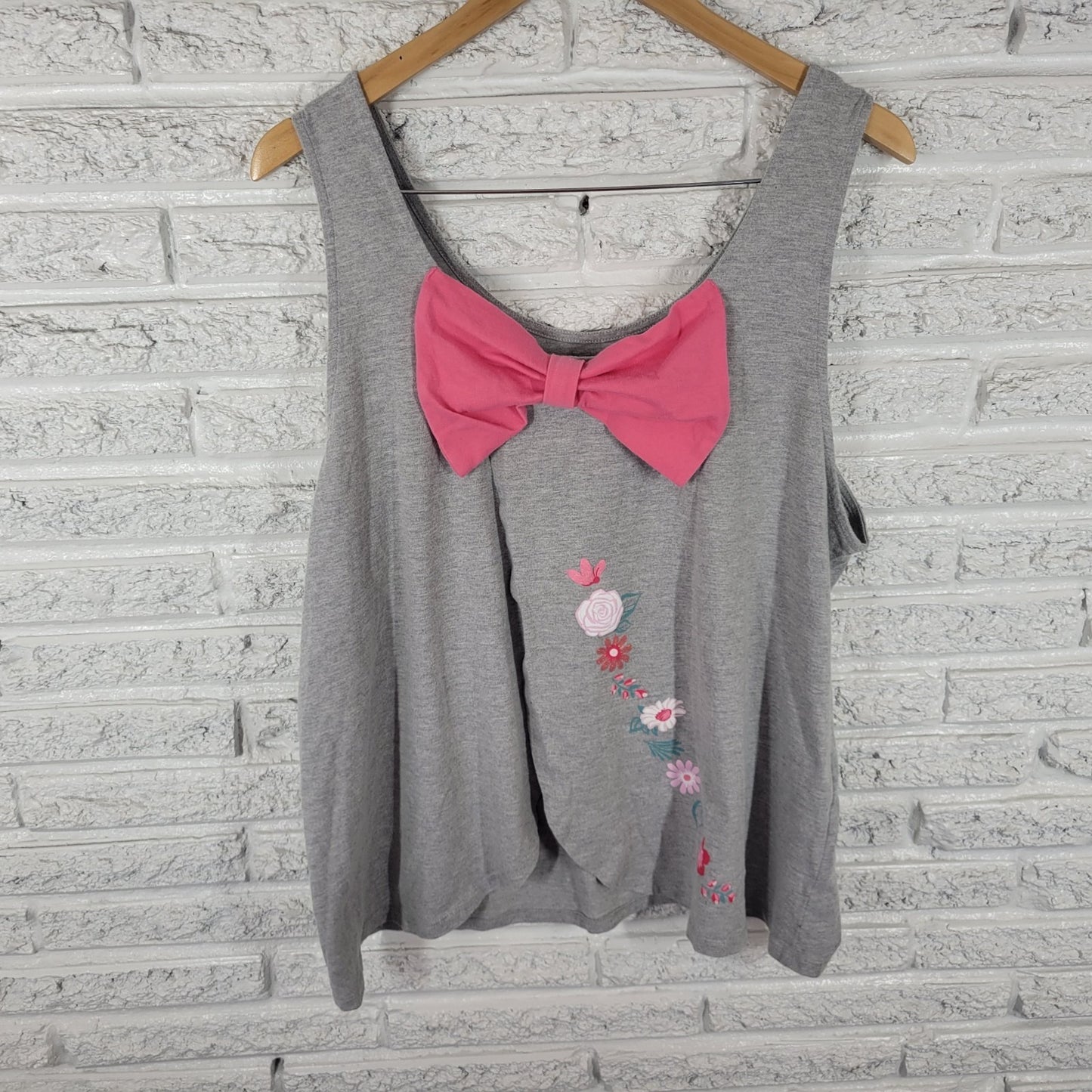 Disney Parks Epcot Flower Garden Festival Womens Top XXL Plus Tank Gray Big Bow