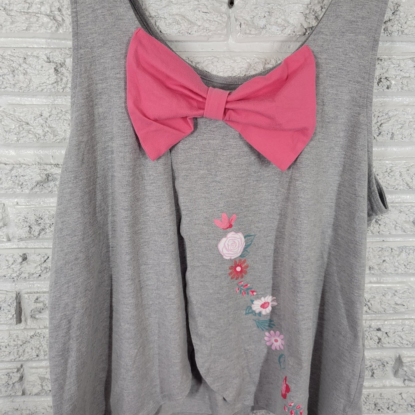 Disney Parks Epcot Flower Garden Festival Womens Top XXL Plus Tank Gray Big Bow