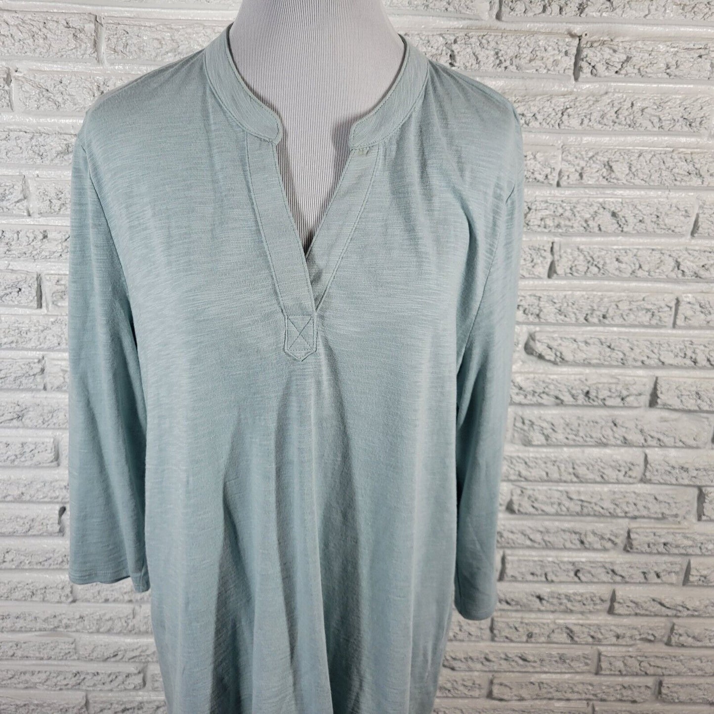 Chicos Womens Top 3 Standard XL Tunic 3/4 Sleeve Blue Lightweight Asymmetric