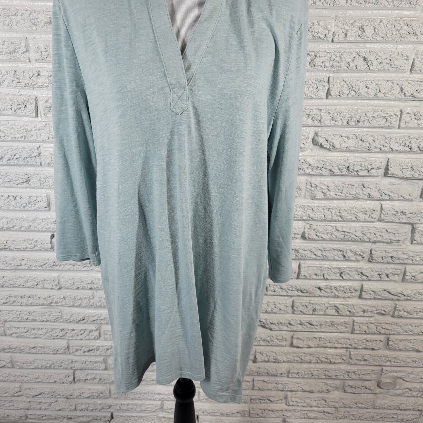 Chicos Womens Top 3 Standard XL Tunic 3/4 Sleeve Blue Lightweight Asymmetric