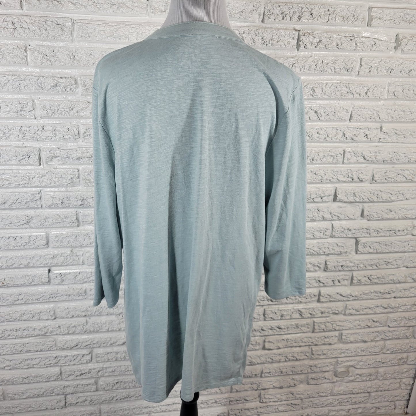 Chicos Womens Top 3 Standard XL Tunic 3/4 Sleeve Blue Lightweight Asymmetric
