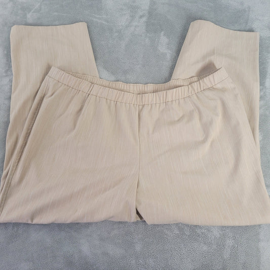 Investments II Women Pants 24W Plus Pull On Straight Leg Beige Poly Blend Office