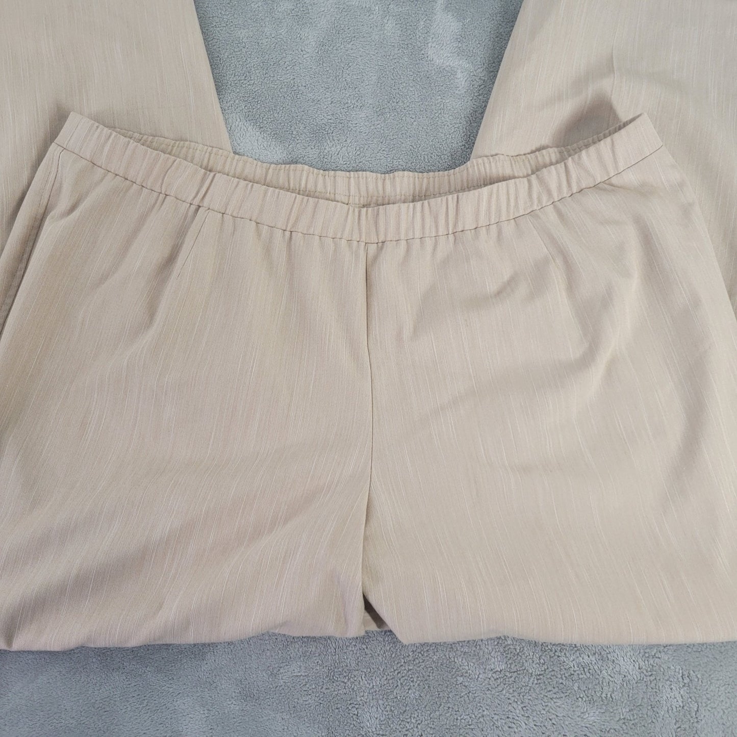 Investments II Women Pants 24W Plus Pull On Straight Leg Beige Poly Blend Office