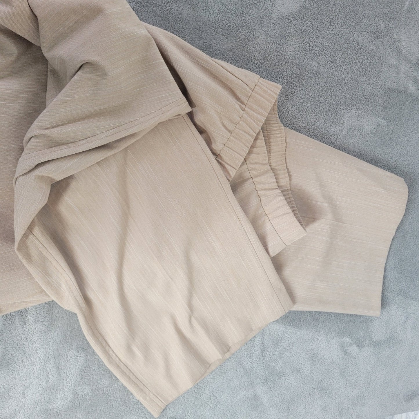 Investments II Women Pants 24W Plus Pull On Straight Leg Beige Poly Blend Office