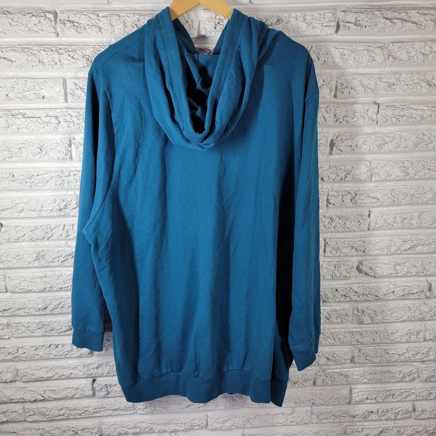 Women Within Women Jacket 3X Hoodie Pockets Blue Full Zip Drawstring Warm Casual