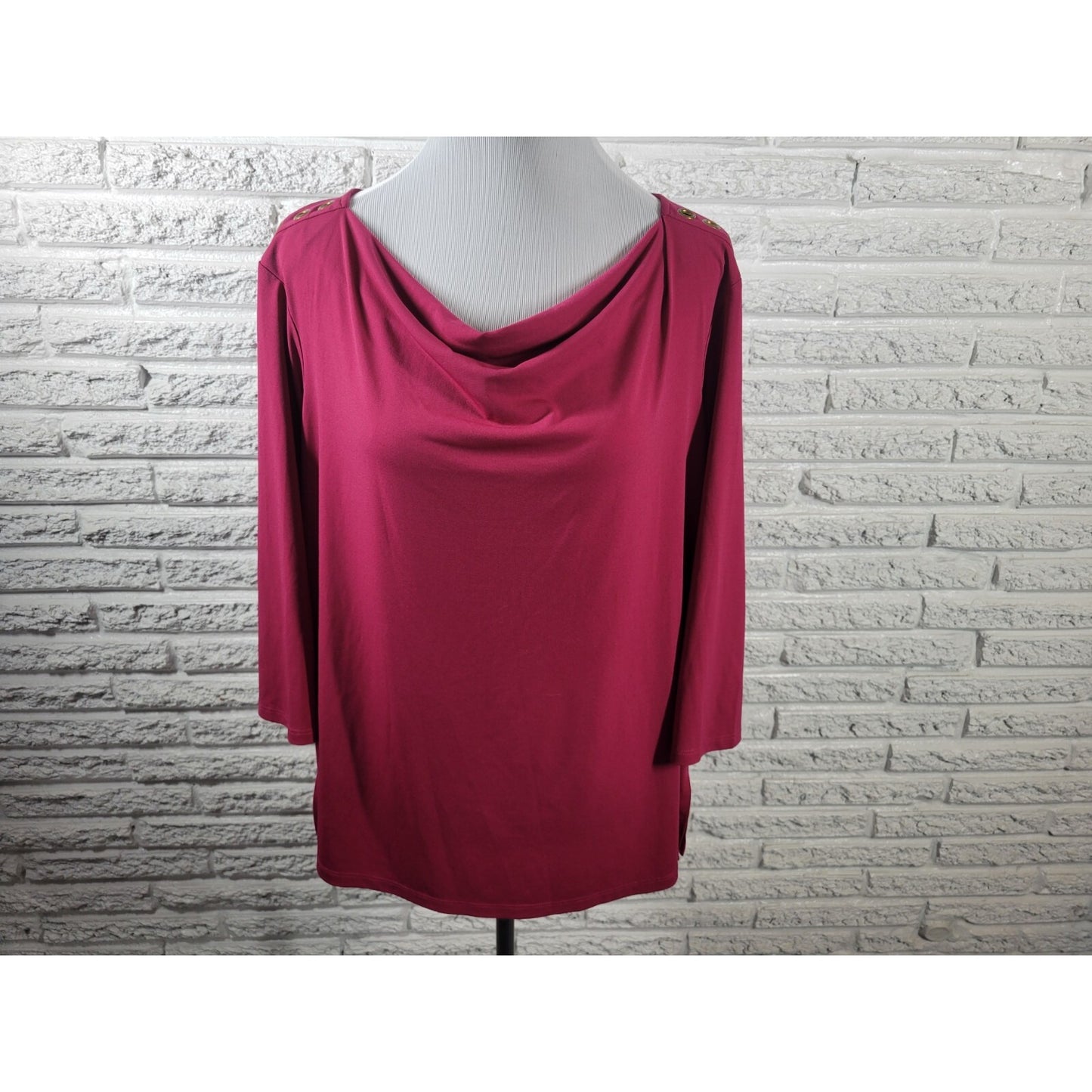 Investments II Womens Top 1X Plus 3/4 Sleeve Grommets Purple Office Lightweight