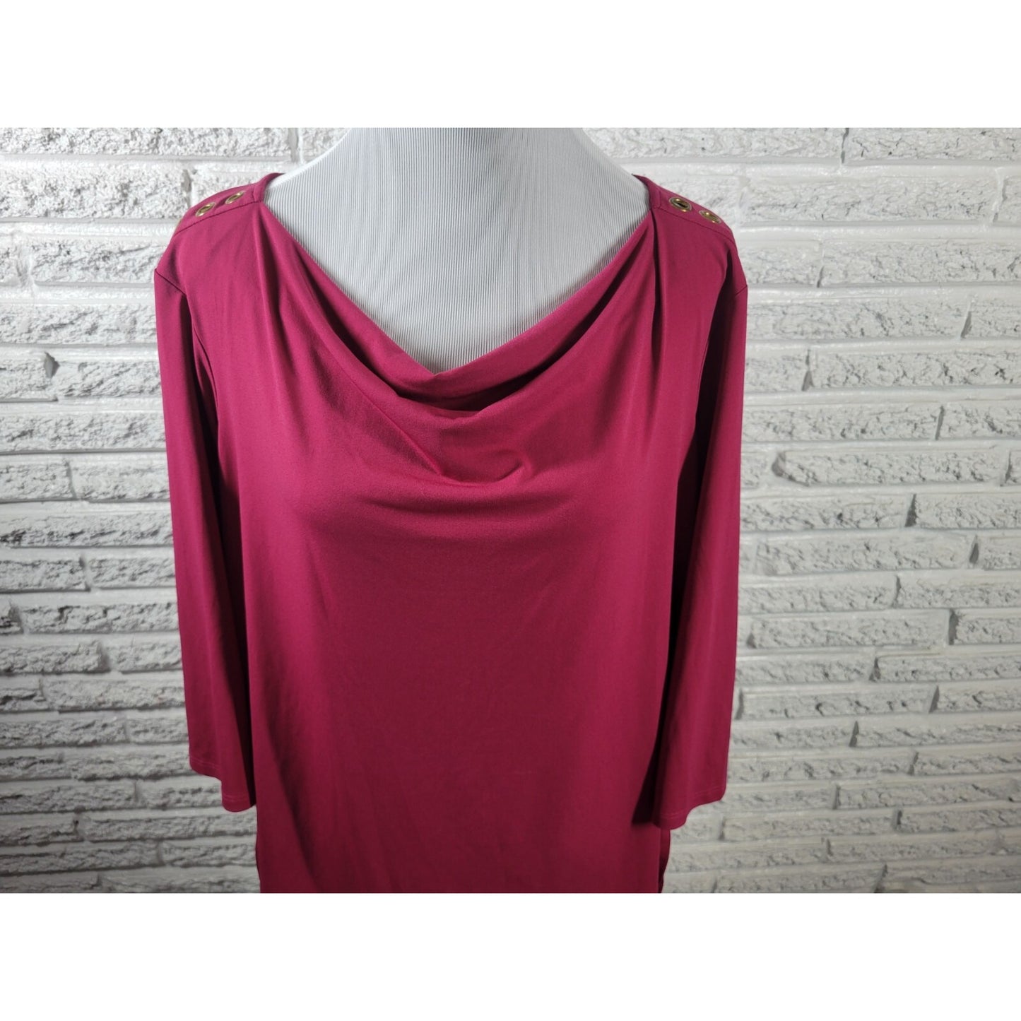 Investments II Womens Top 1X Plus 3/4 Sleeve Grommets Purple Office Lightweight