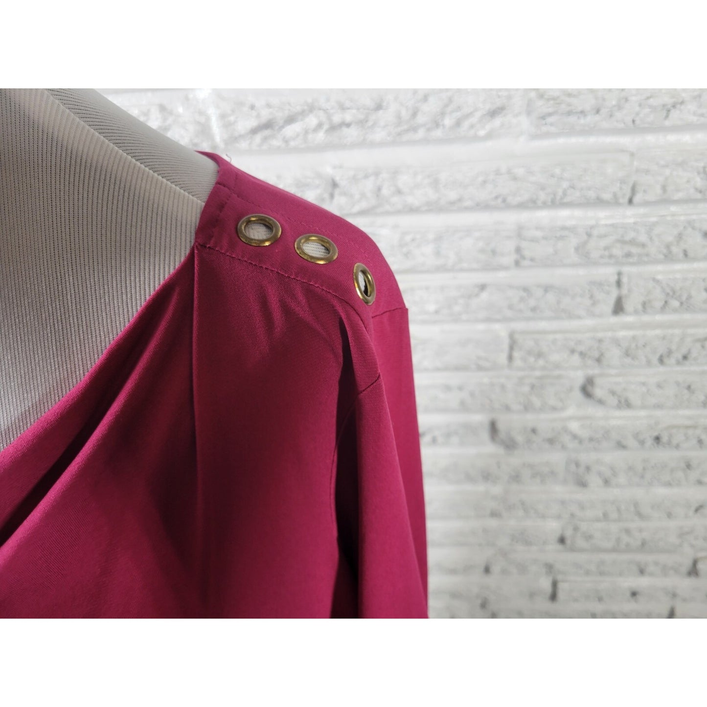 Investments II Womens Top 1X Plus 3/4 Sleeve Grommets Purple Office Lightweight