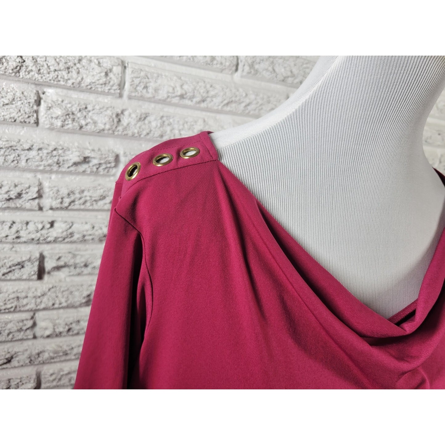 Investments II Womens Top 1X Plus 3/4 Sleeve Grommets Purple Office Lightweight