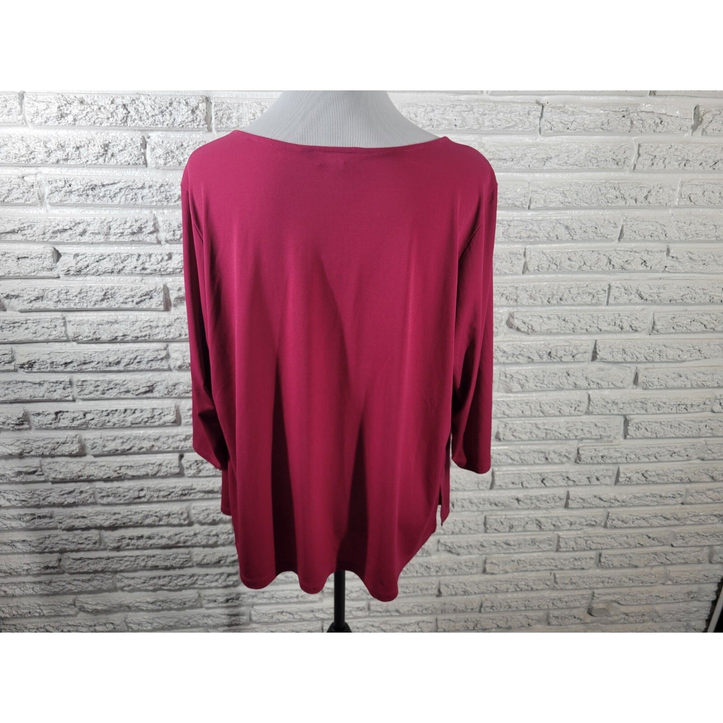 Investments II Womens Top 1X Plus 3/4 Sleeve Grommets Purple Office Lightweight