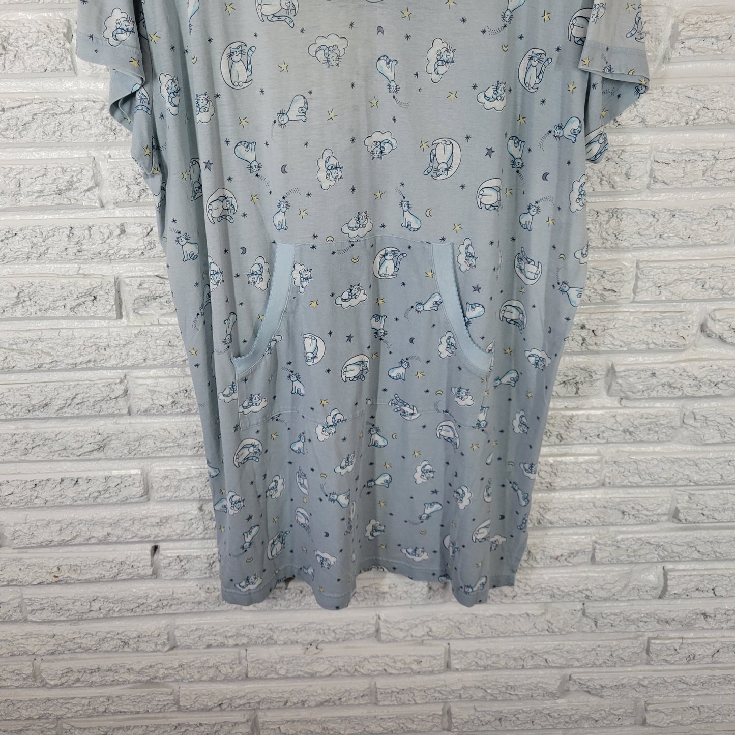 Enchanted Sleepwear Womens Nightgown XL Blue Kittens Cats Lightweight Loungewear