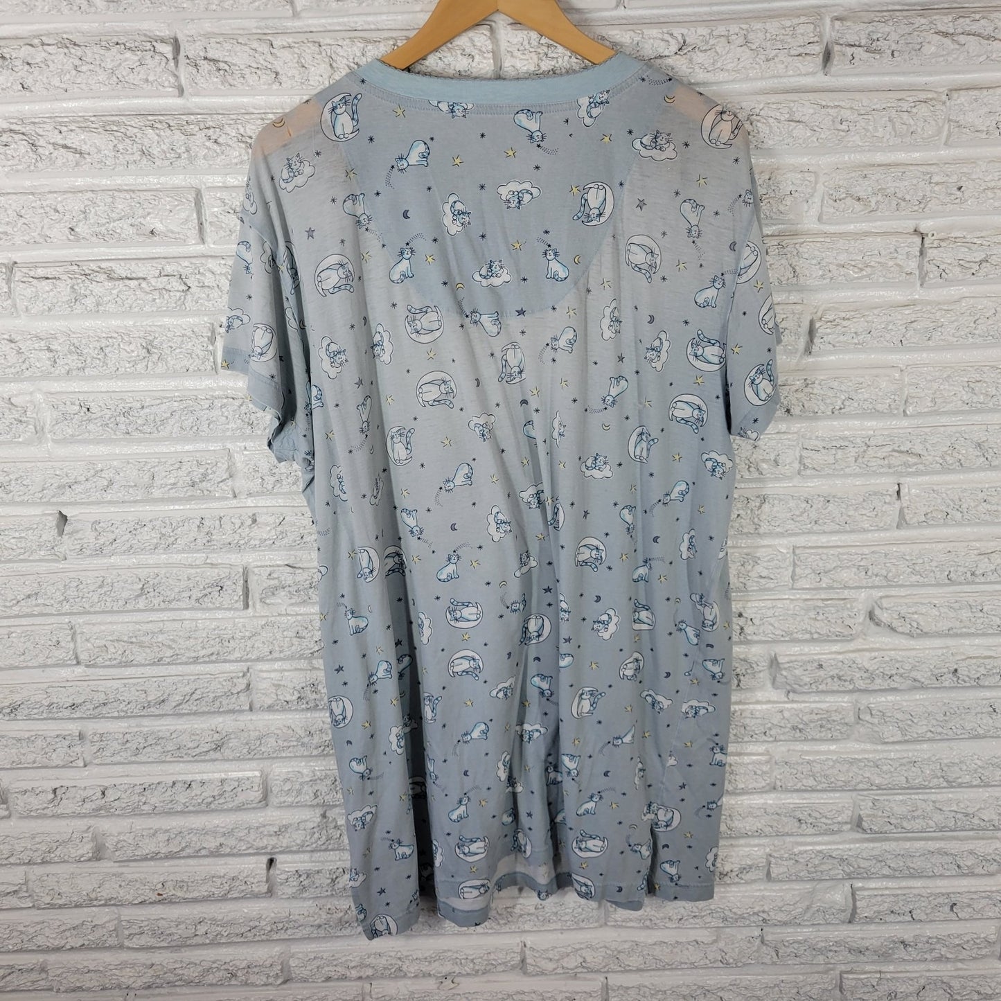 Enchanted Sleepwear Womens Nightgown XL Blue Kittens Cats Lightweight Loungewear