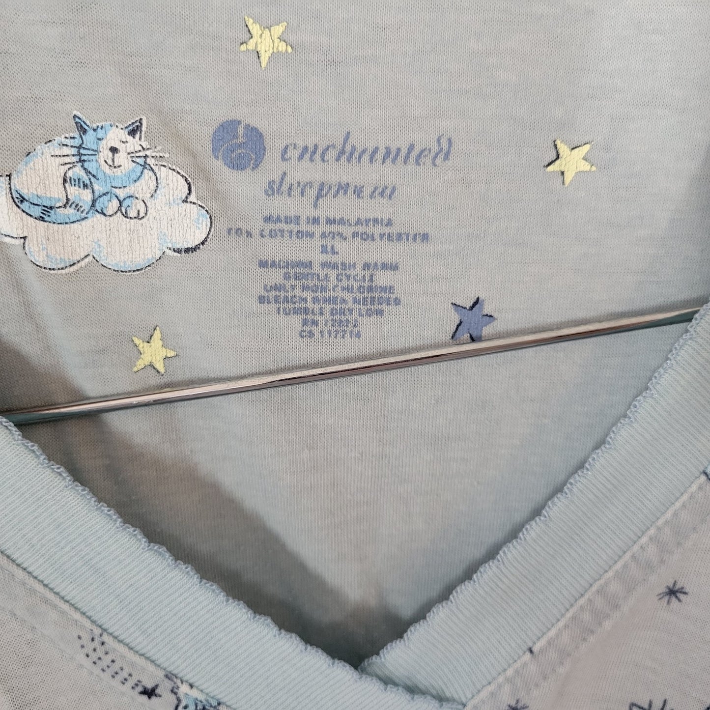 Enchanted Sleepwear Womens Nightgown XL Blue Kittens Cats Lightweight Loungewear