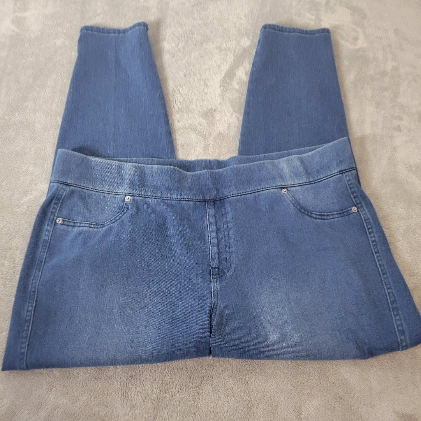 Venezia Womens Jeans 20 Plus Jegging Cropped Pull On Blue Denim Comfy Pockets