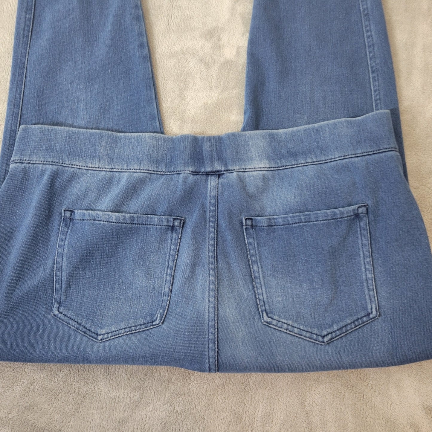 Venezia Womens Jeans 20 Plus Jegging Cropped Pull On Blue Denim Comfy Pockets