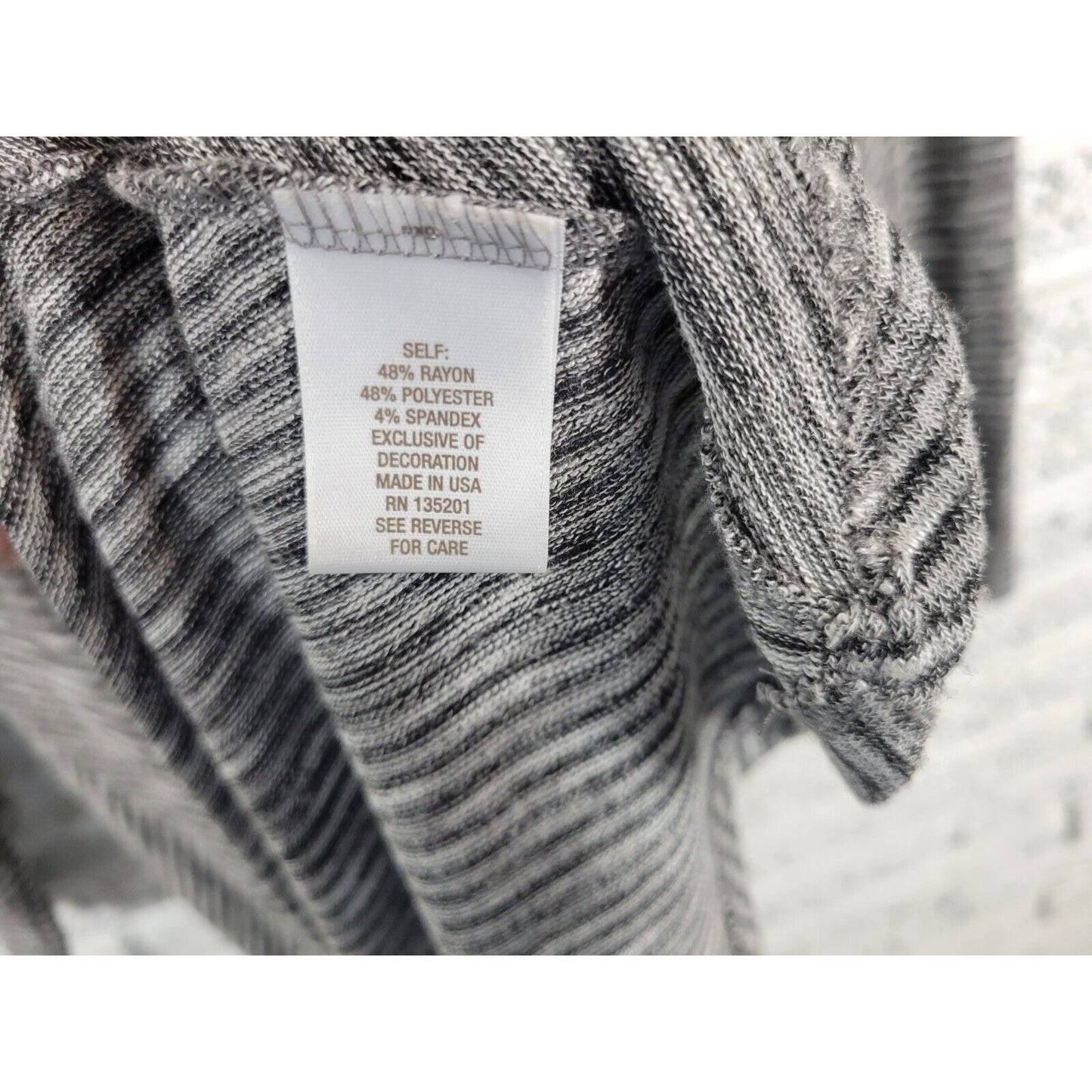 Dress Barn Womens Top Extra Large XL Tunic Knit Black Stripe Asymmetric Beaded