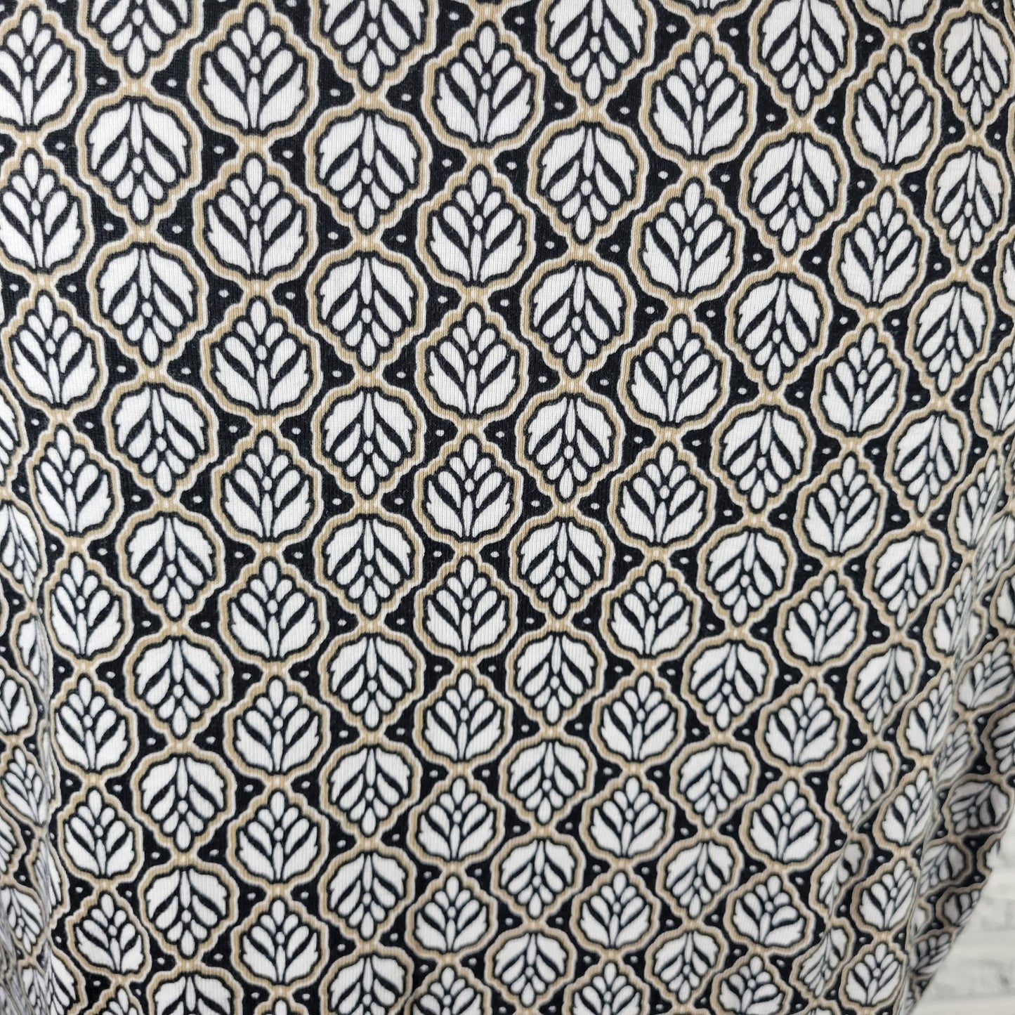Croft & Barrow Classic Women's XL Black Beige Geometric 100% Cotton Short Sleeve