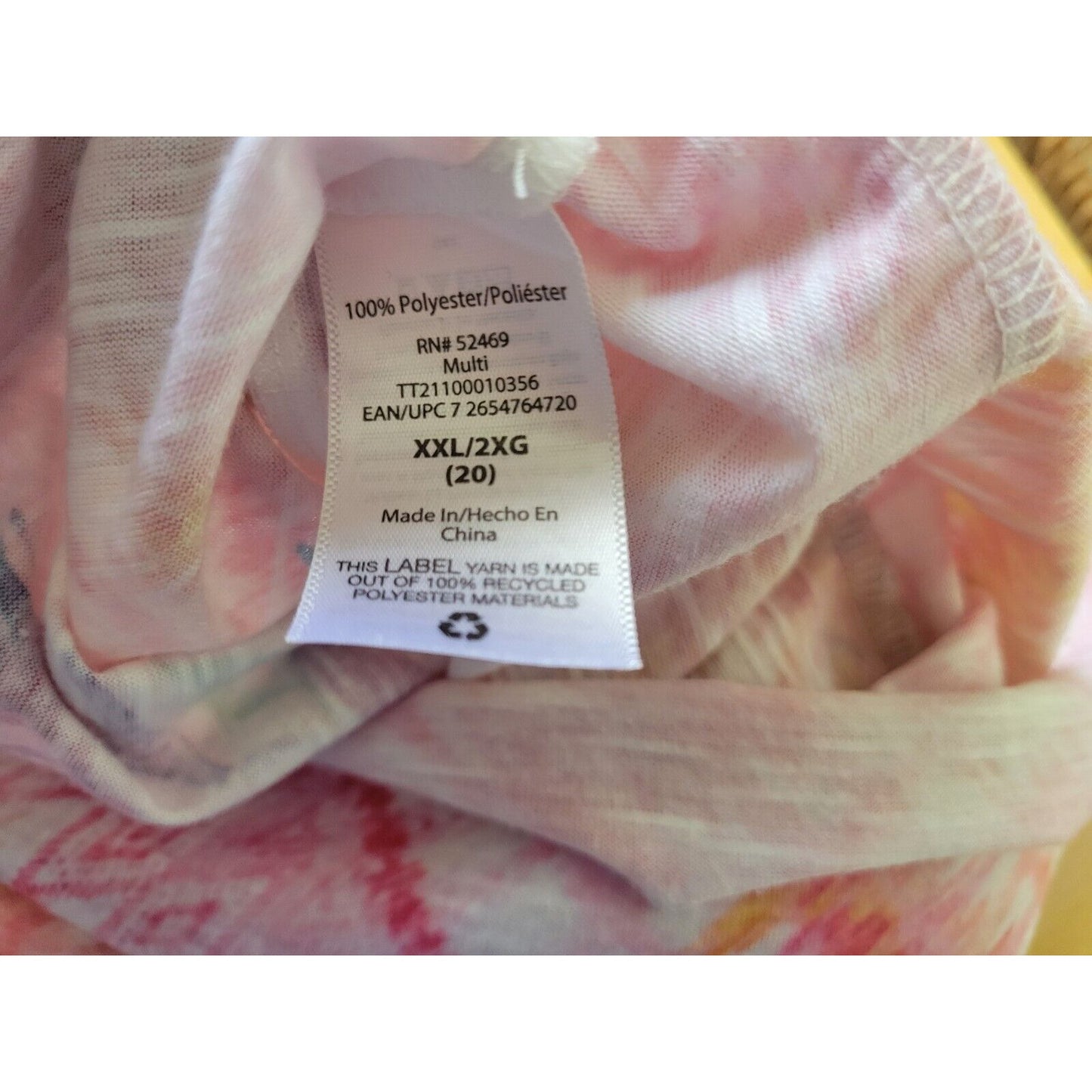 Time Tru Women Top XXL 20 Tee Cap Sleeve Pink Floral Tiered Rhinestone Polyester