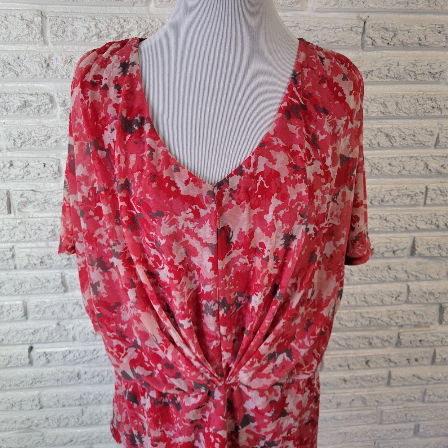 Dana Buchman Womens Top 0X Cap Sleeve Pink Gray Watercolor Lined Lightweight