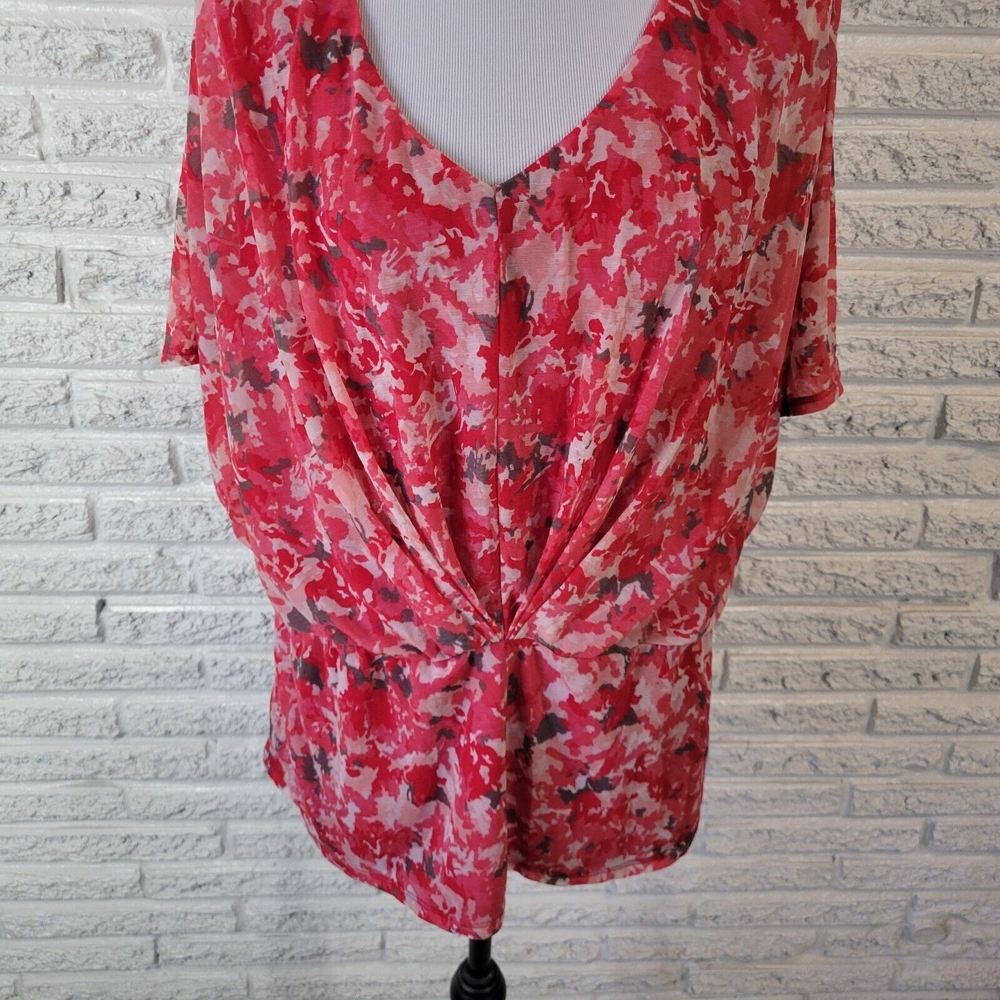 Dana Buchman Womens Top 0X Cap Sleeve Pink Gray Watercolor Lined Lightweight