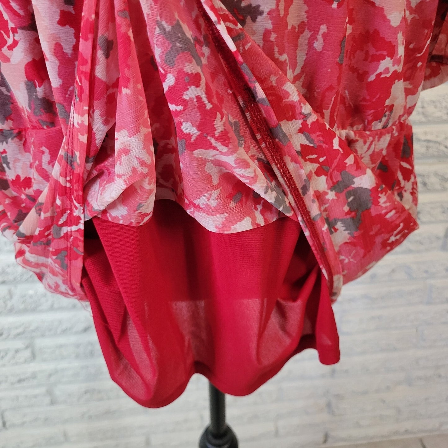 Dana Buchman Womens Top 0X Cap Sleeve Pink Gray Watercolor Lined Lightweight