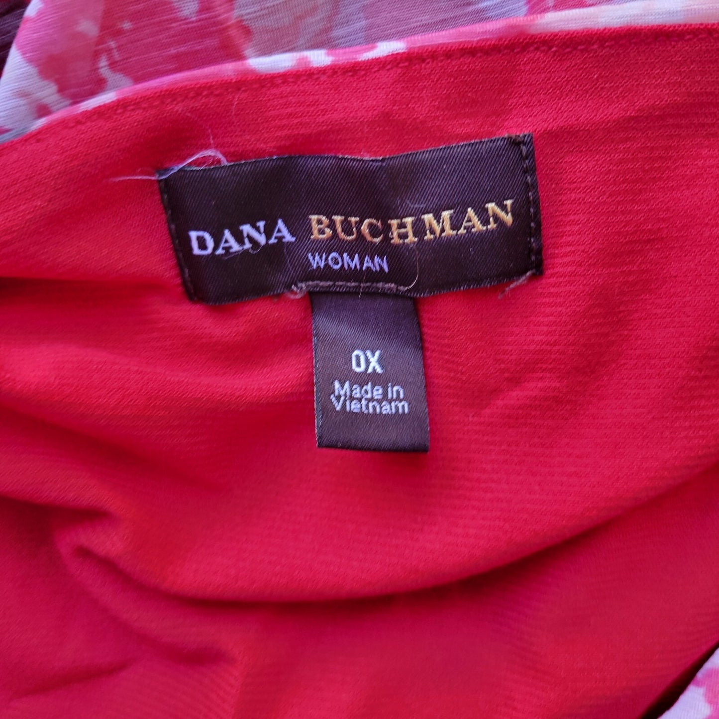 Dana Buchman Womens Top 0X Cap Sleeve Pink Gray Watercolor Lined Lightweight