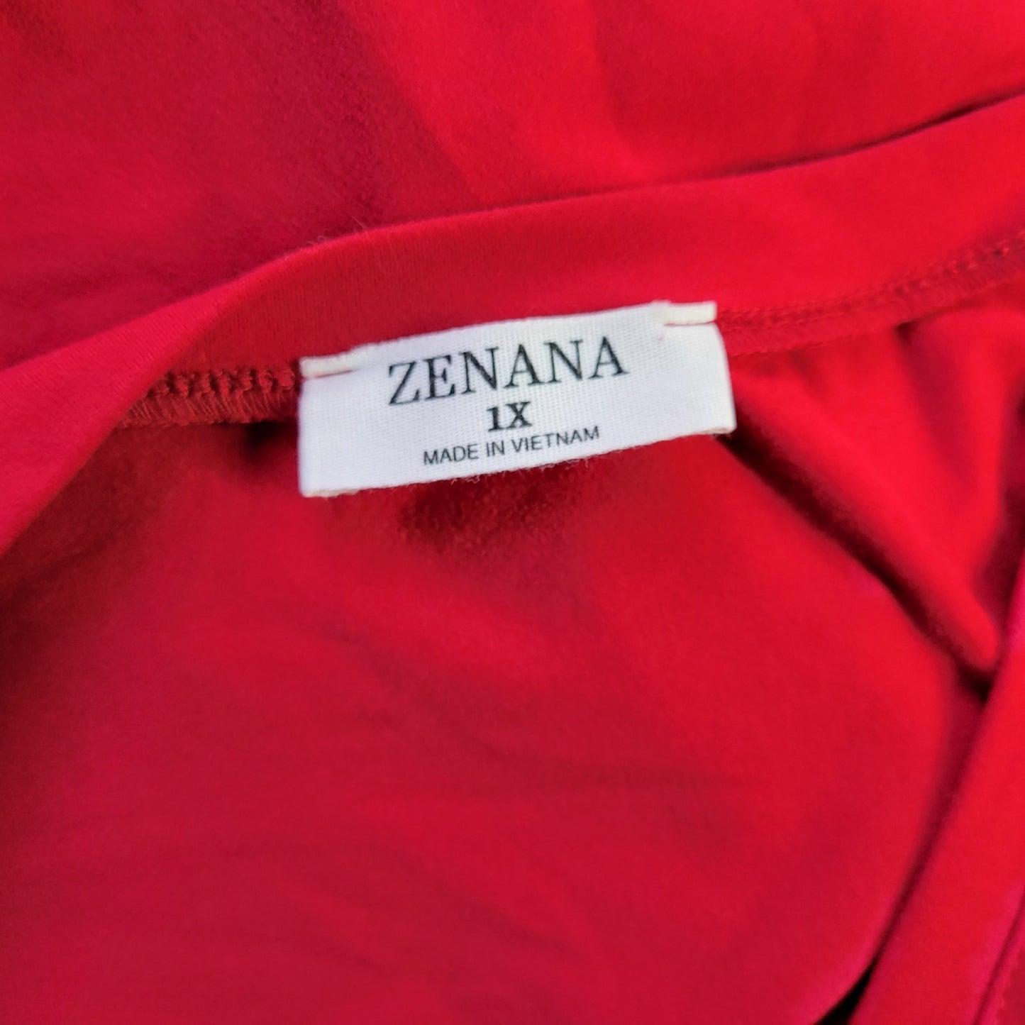 Zenana Womens Top 1X Plus Tee Cuff Short Sleeve Red Polyester Blend Comfy Casual