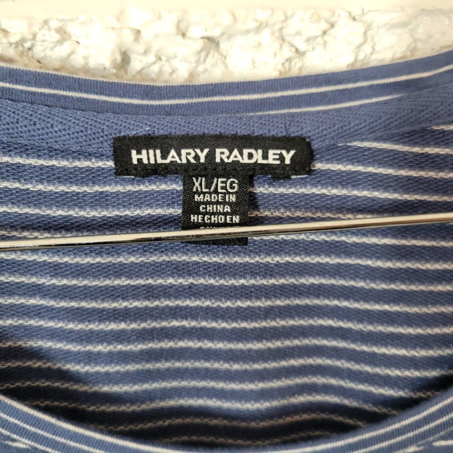 Hilary Radley Womens Dress Extra Large XL Mini Blue Stripe Pockets Comfy Casual