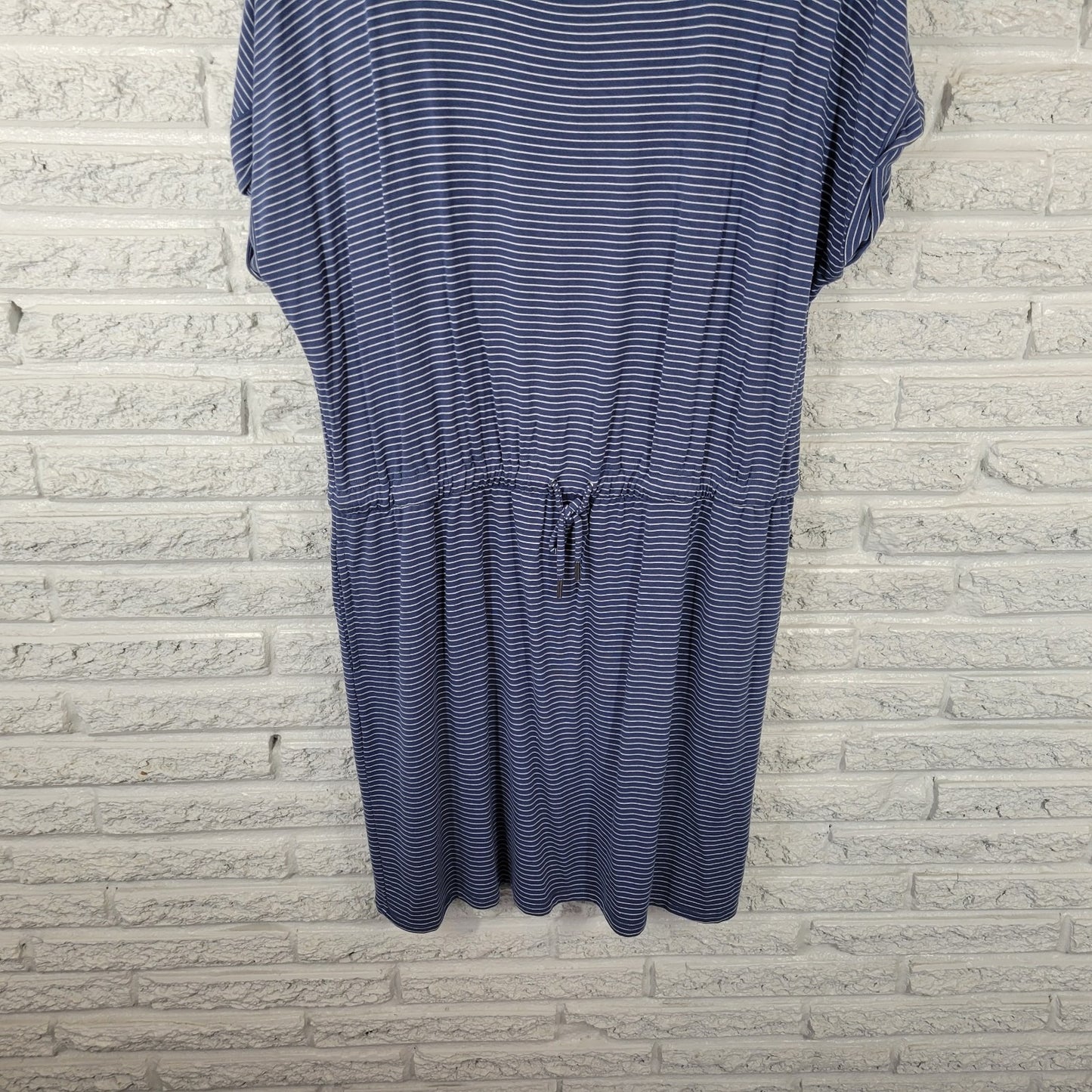 Hilary Radley Womens Dress Extra Large XL Mini Blue Stripe Pockets Comfy Casual