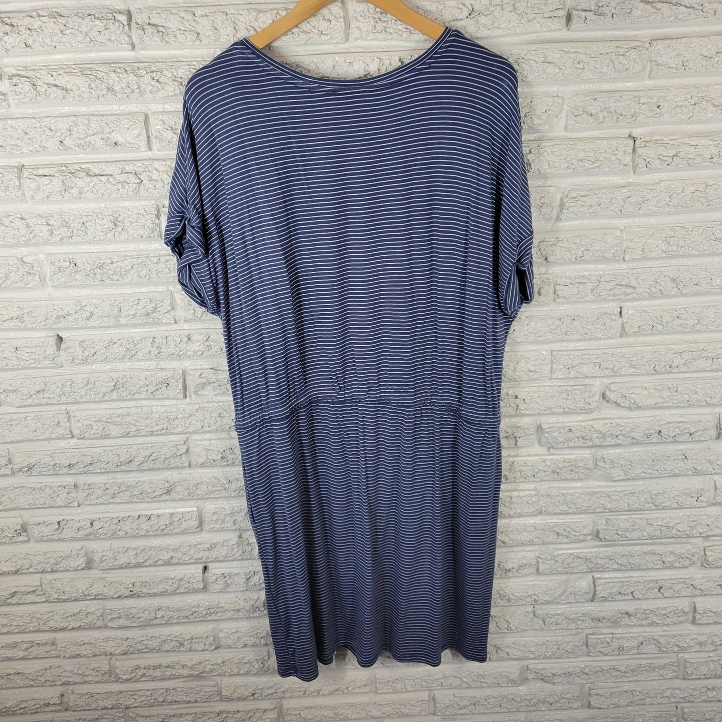 Hilary Radley Womens Dress Extra Large XL Mini Blue Stripe Pockets Comfy Casual