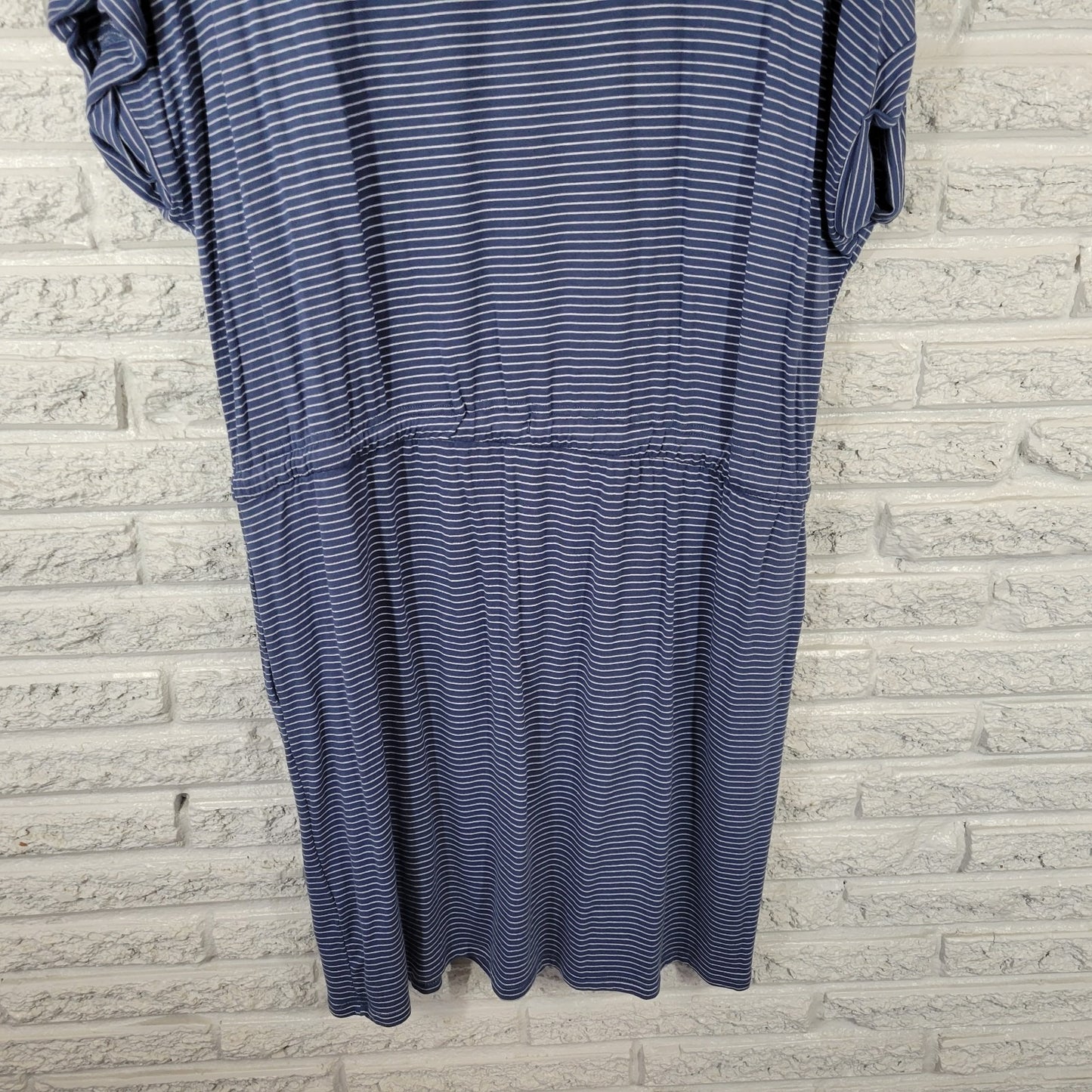 Hilary Radley Womens Dress Extra Large XL Mini Blue Stripe Pockets Comfy Casual