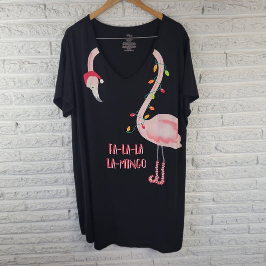 Secret Treasures 2X 3X Plus Flamingo Christmas Holiday Nightgown Loungewear