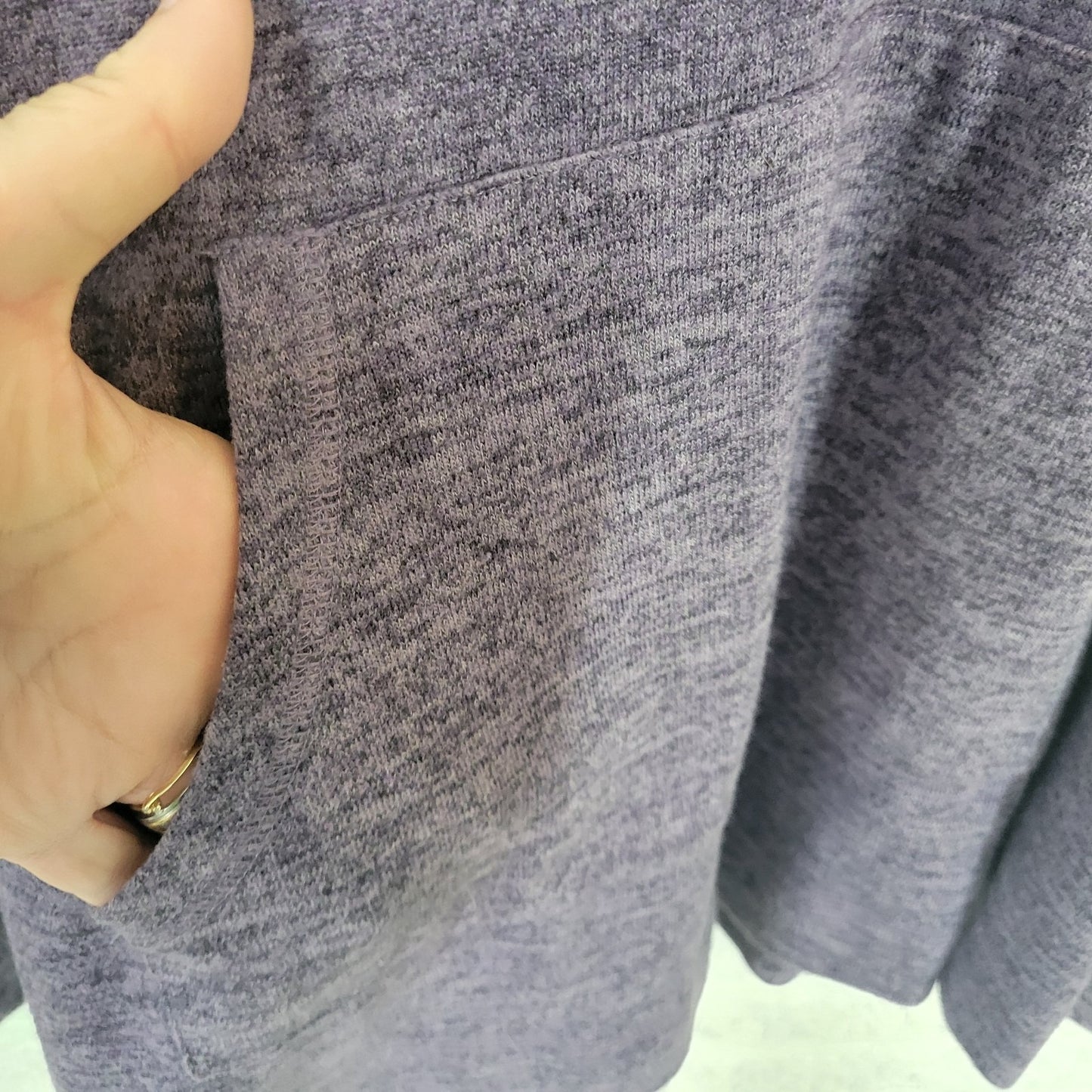 Catherines Womens Sweater 4X Plus Hoodie Blue Pockets Soft Slit Polyester Blend