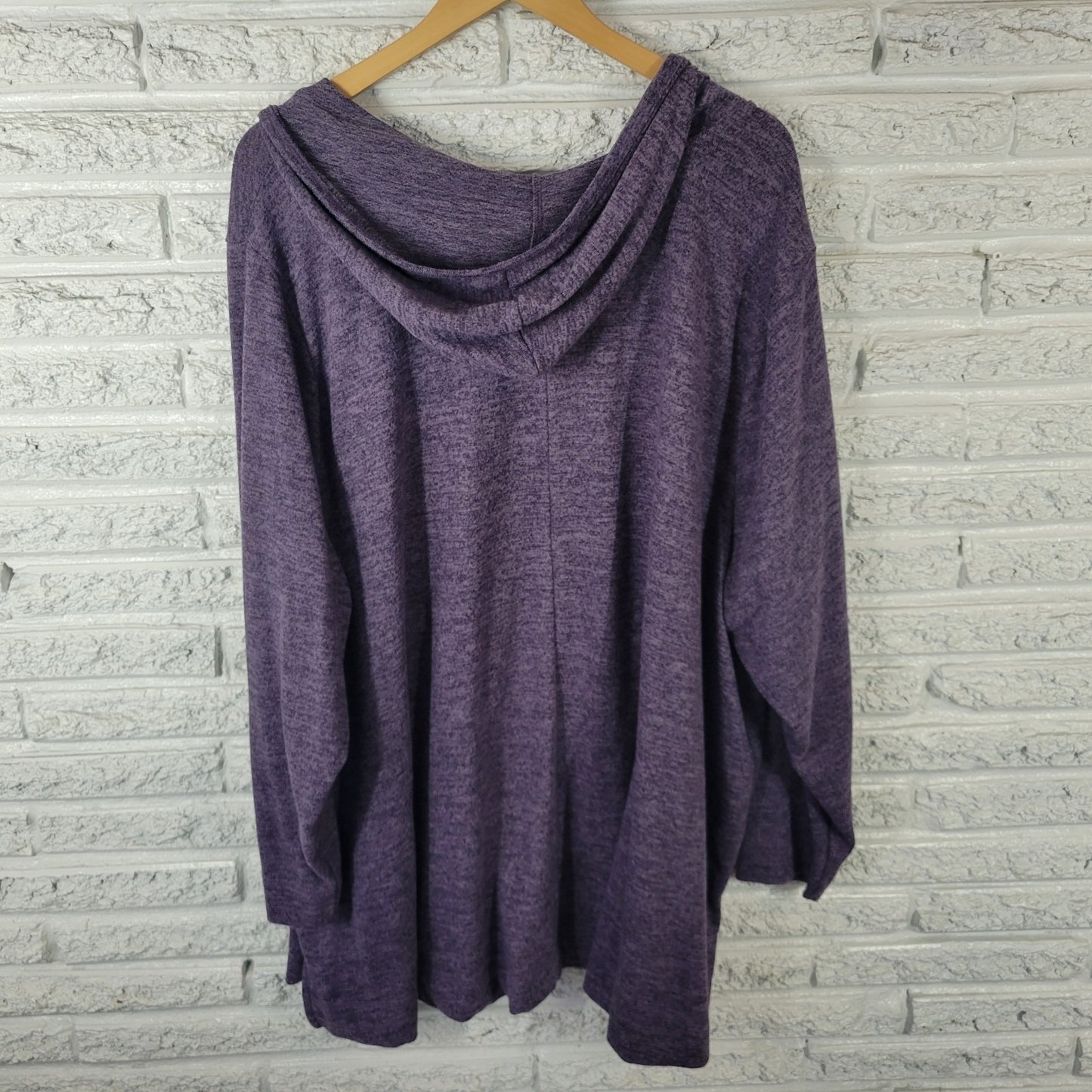 Catherines Womens Sweater 4X Plus Hoodie Blue Pockets Soft Slit Polyester Blend