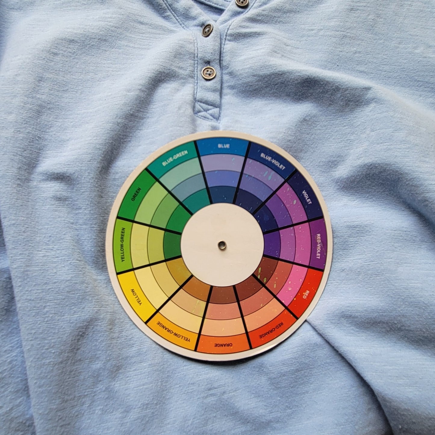 Denim Co QVC Womens Top 2X Plus Short Sleeve Blue Cotton Blend Quarter Button