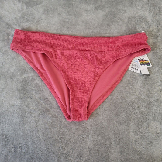 Time Tru Womens Swim Bikini Bottom 1X 16W 18W Plus Pink Crinkle Comfy Poly Blend