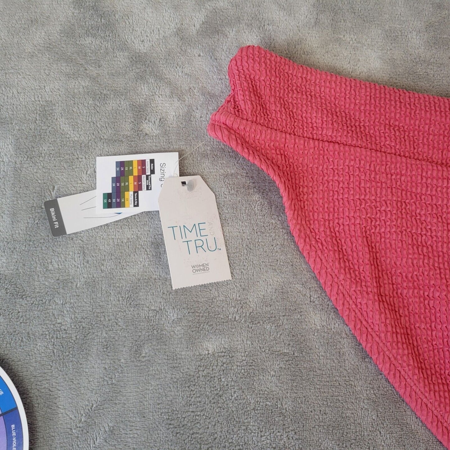 Time Tru Womens Swim Bikini Bottom 1X 16W 18W Plus Pink Crinkle Comfy Poly Blend