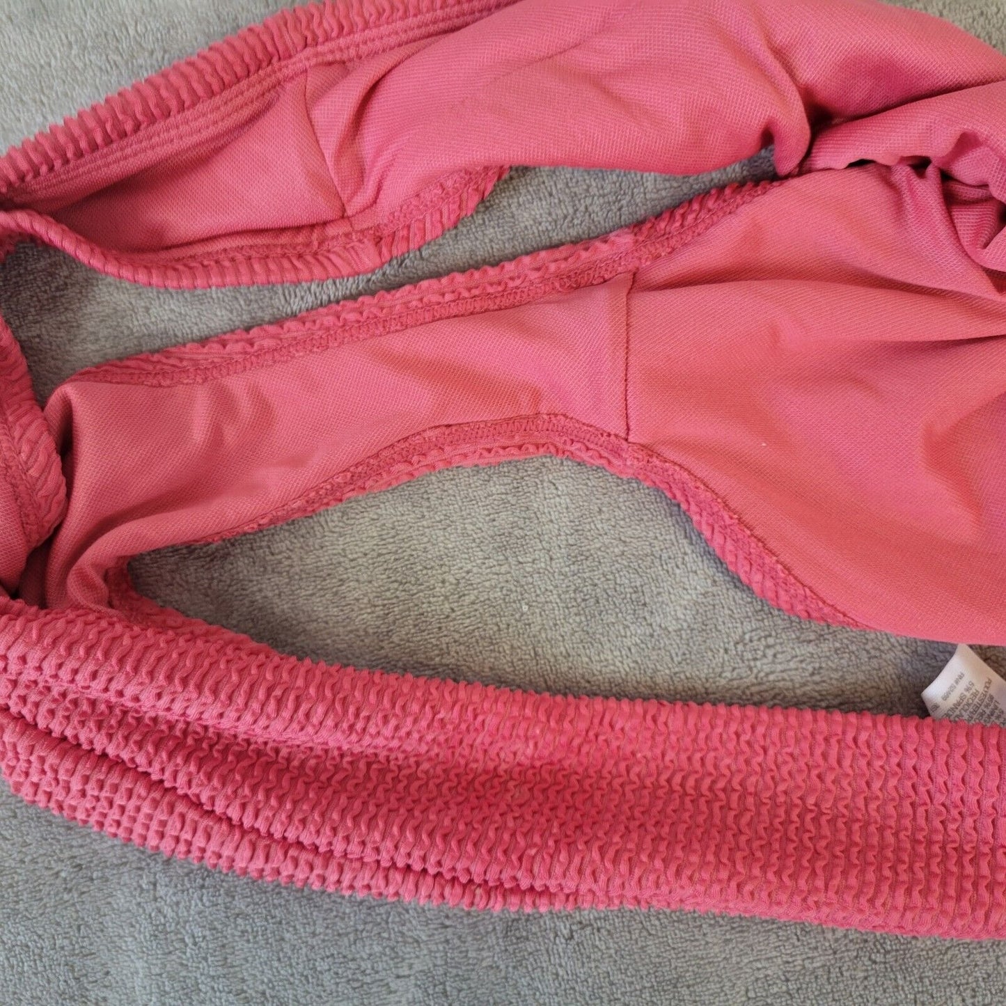 Time Tru Womens Swim Bikini Bottom 1X 16W 18W Plus Pink Crinkle Comfy Poly Blend