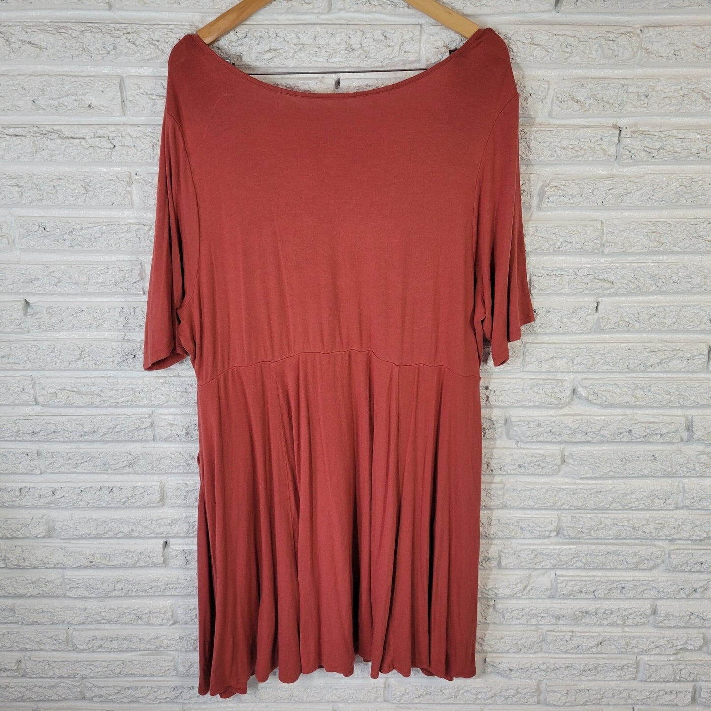 Torrid Super Soft Knits Women Dress 3 3X Plus Burnt Orange Pockets Elastic Waist
