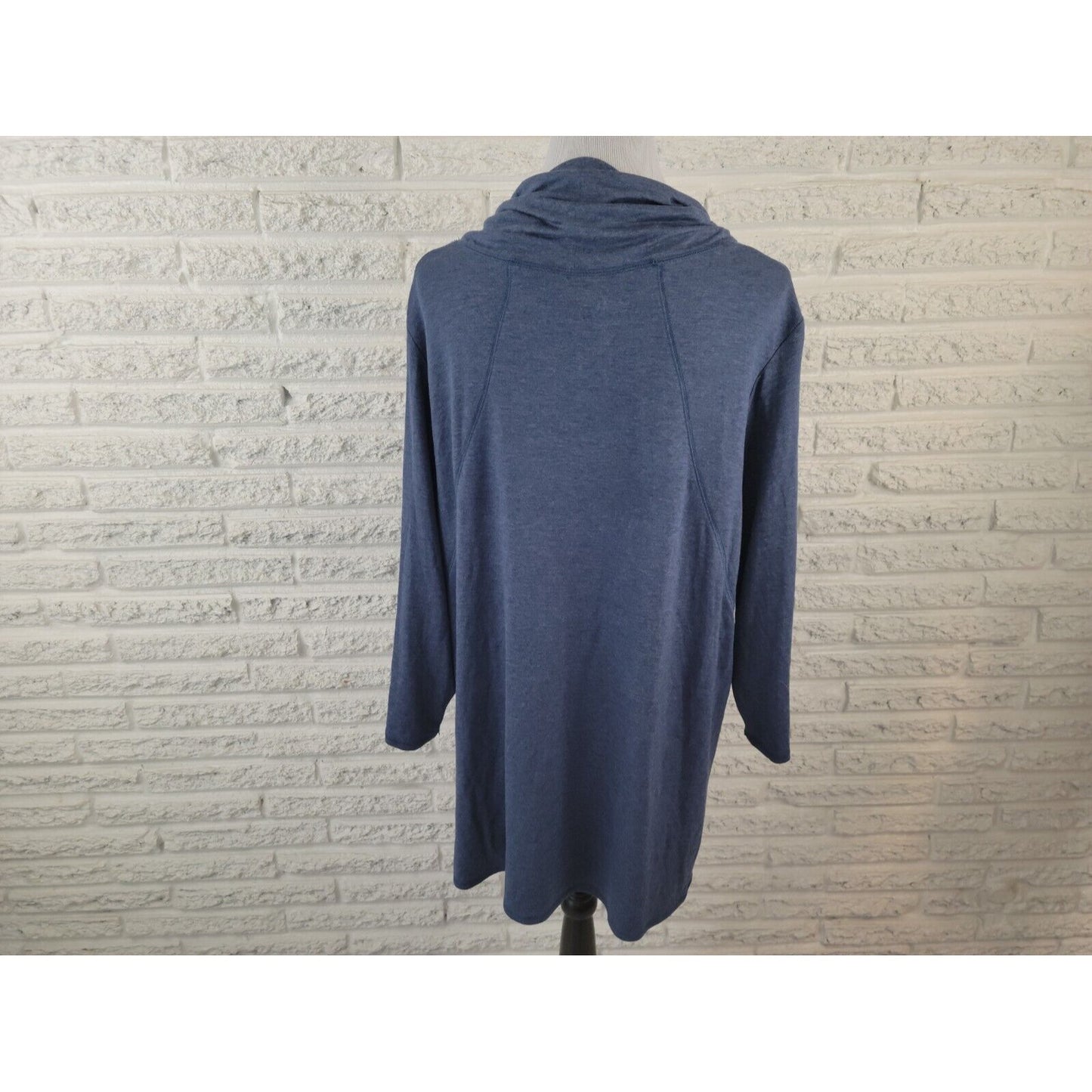 Ruby Rd Womens Top 3X Plus Long Sleeve Cowl Neck Studded Blue Casual Stretchy