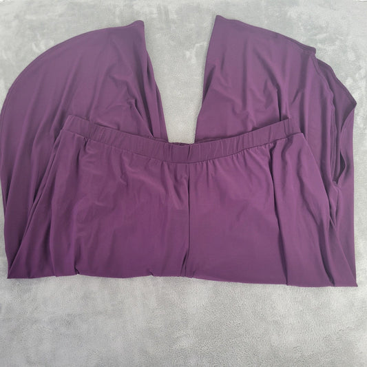 Serengeti Womens Pants 2X Plus Palazzo Wide Leg Crop Purple Comfy Flowy Casual