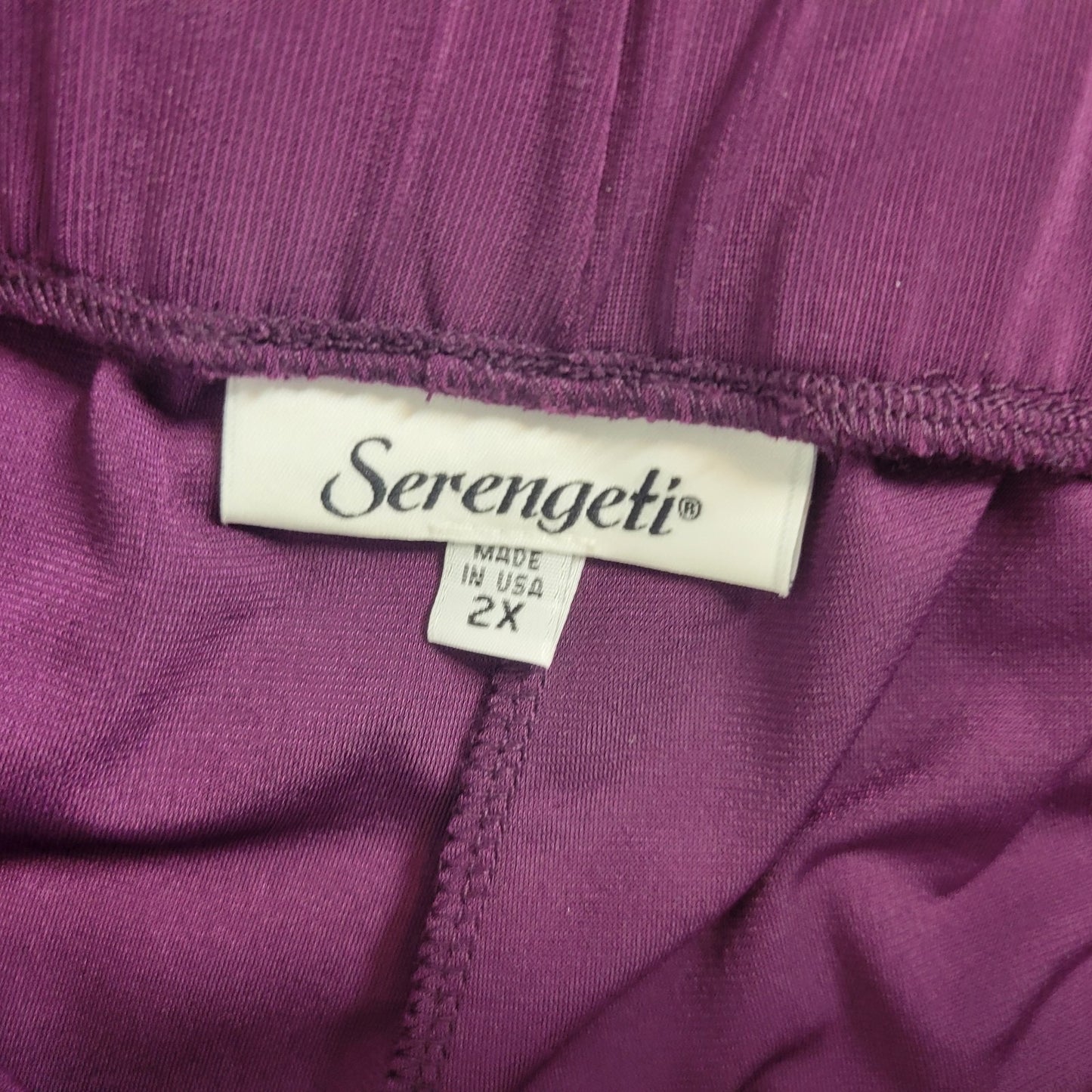 Serengeti Womens Pants 2X Plus Palazzo Wide Leg Crop Purple Comfy Flowy Casual
