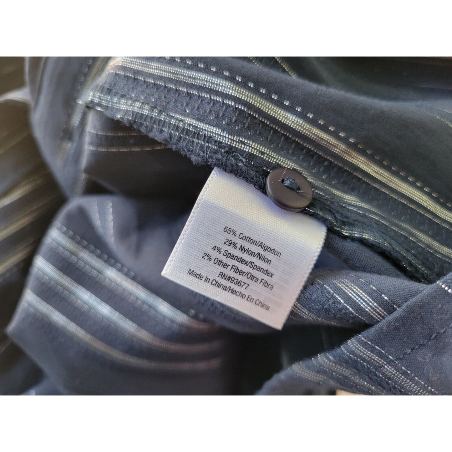 Ana Womens Top 3X Plus Long Sleeve Button Up Blue Silver Metallic Stripe Office