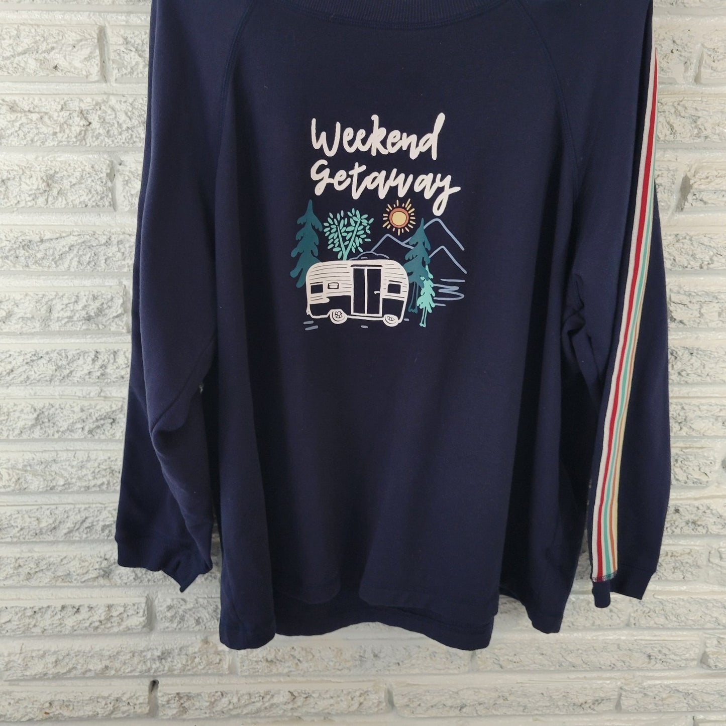 Joyspun Womens Sweatshirt 2X 18W 20W Plus Blue Camping Weekend Getaway Comfy