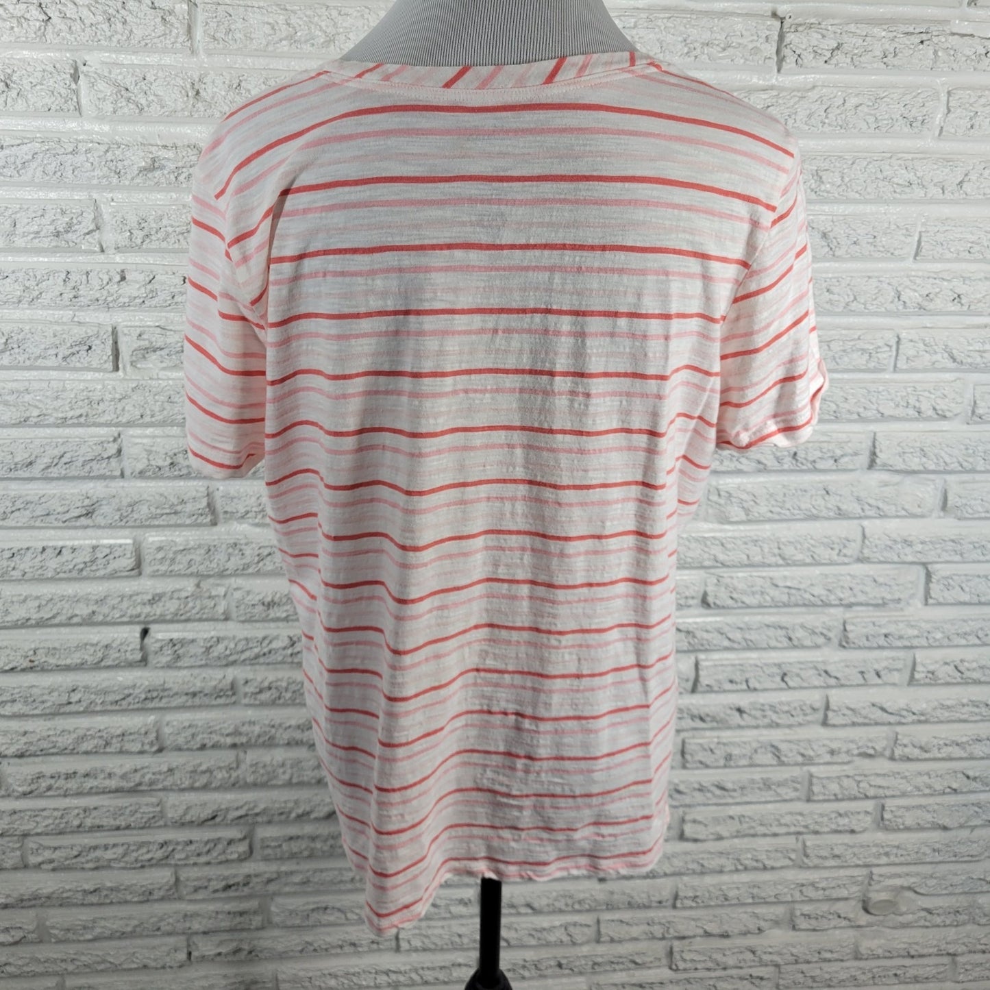 St. John's Bay XXL Pink Orange Stripe Tee Top Peach Embroidered STR85XE