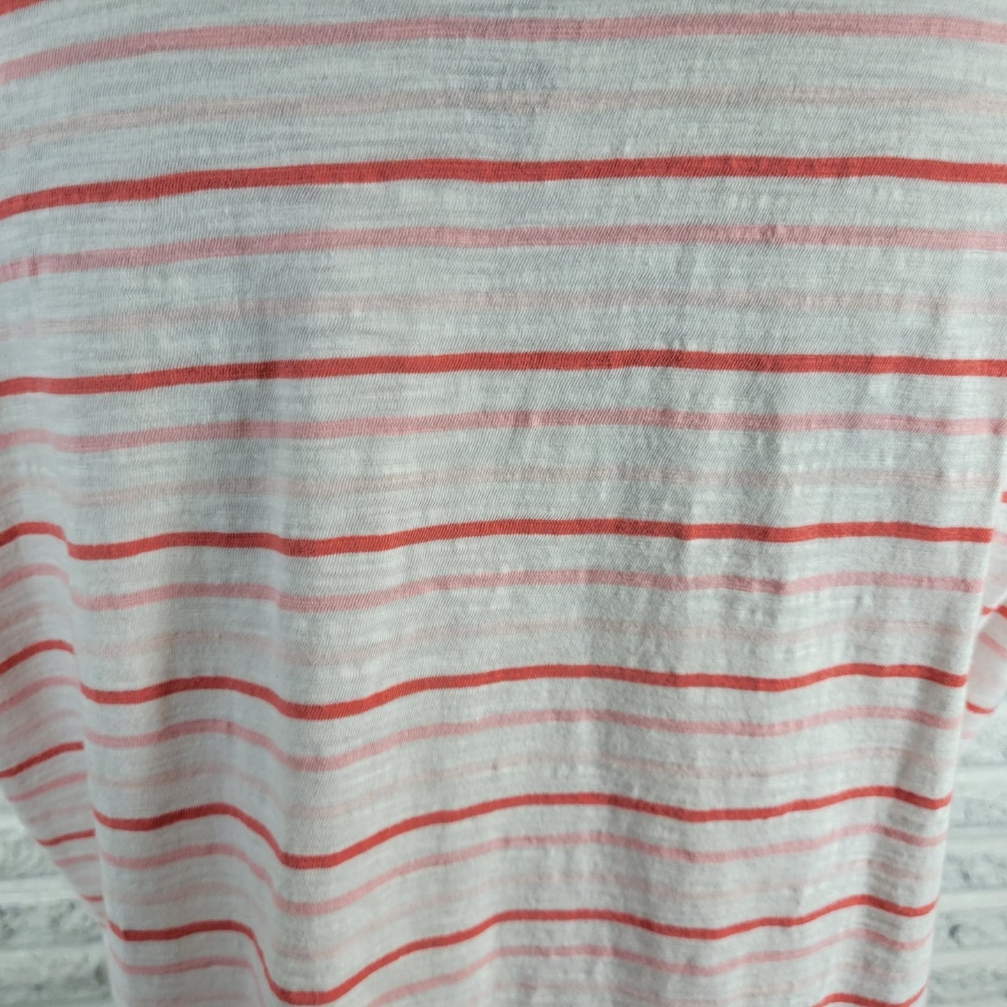 St. John's Bay XXL Pink Orange Stripe Tee Top Peach Embroidered STR85XE