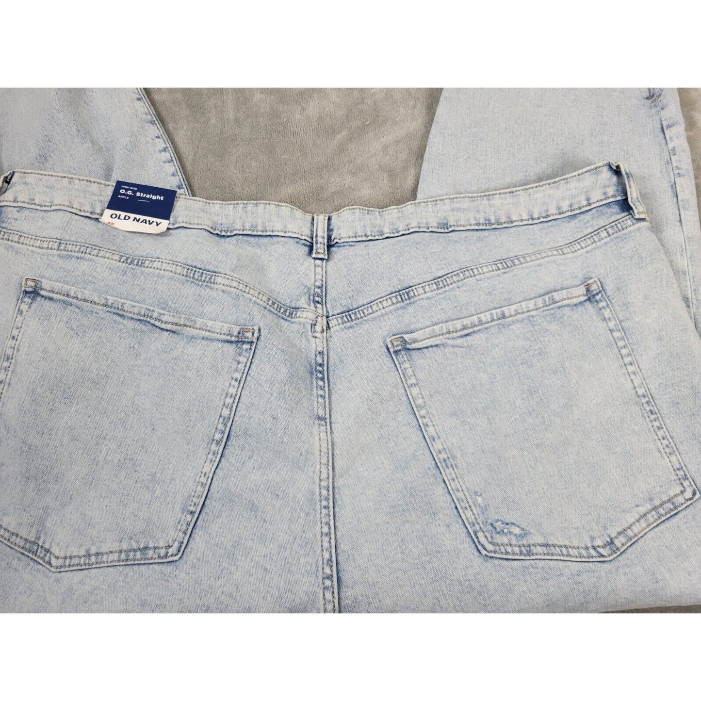 Old Navy OG Womens Jeans 28 Plus Straight Ankle  Distressed Raw Hem Button Fly